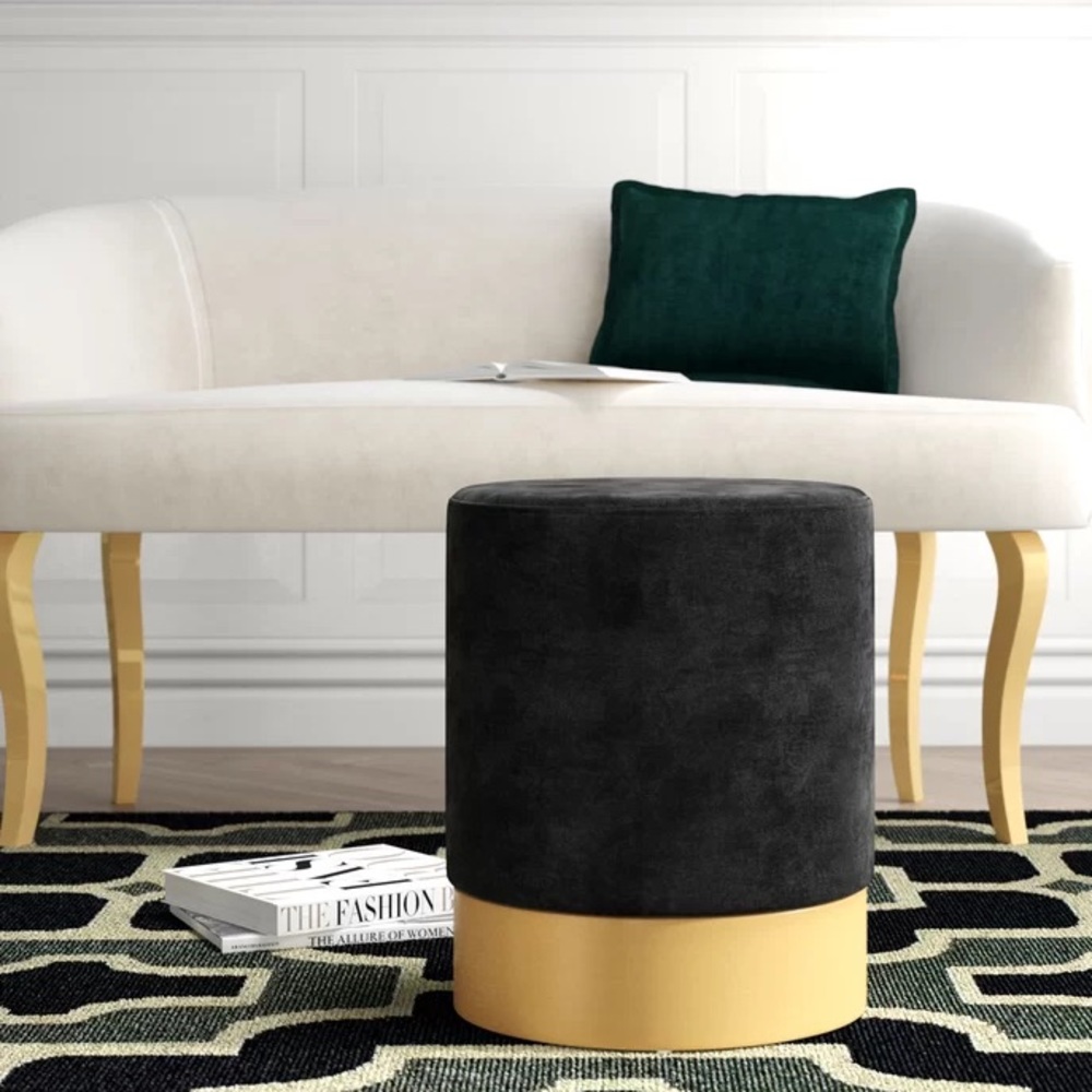 NWT 🖤 Black Velvet Pouf Ottomans